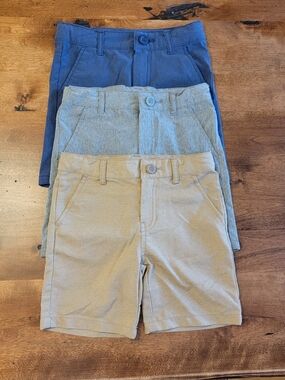 Kids Solid Stretch Pull-On Shorts - Blue, Gray, Tan